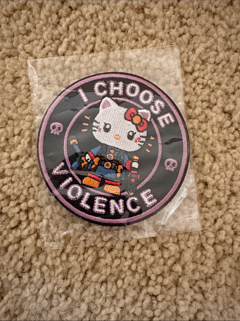 Hello Kitty Pink "I Choose Violence" Embroidered Patch